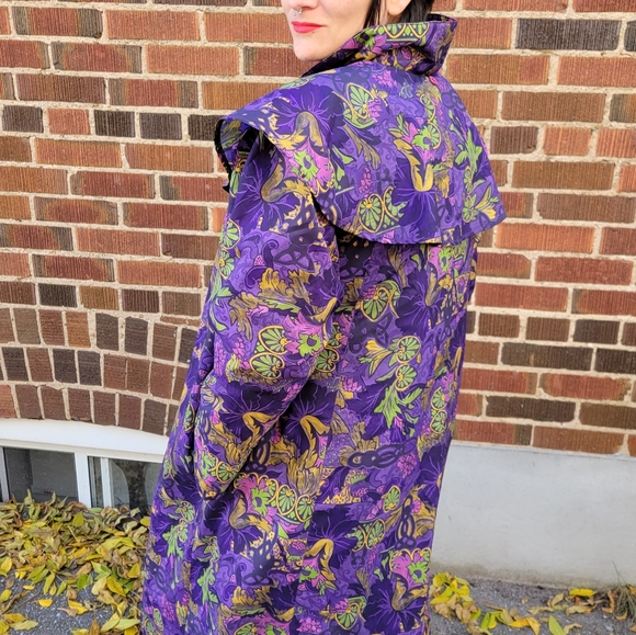 1990s violet floral fall jacket - Picture 5 of 7